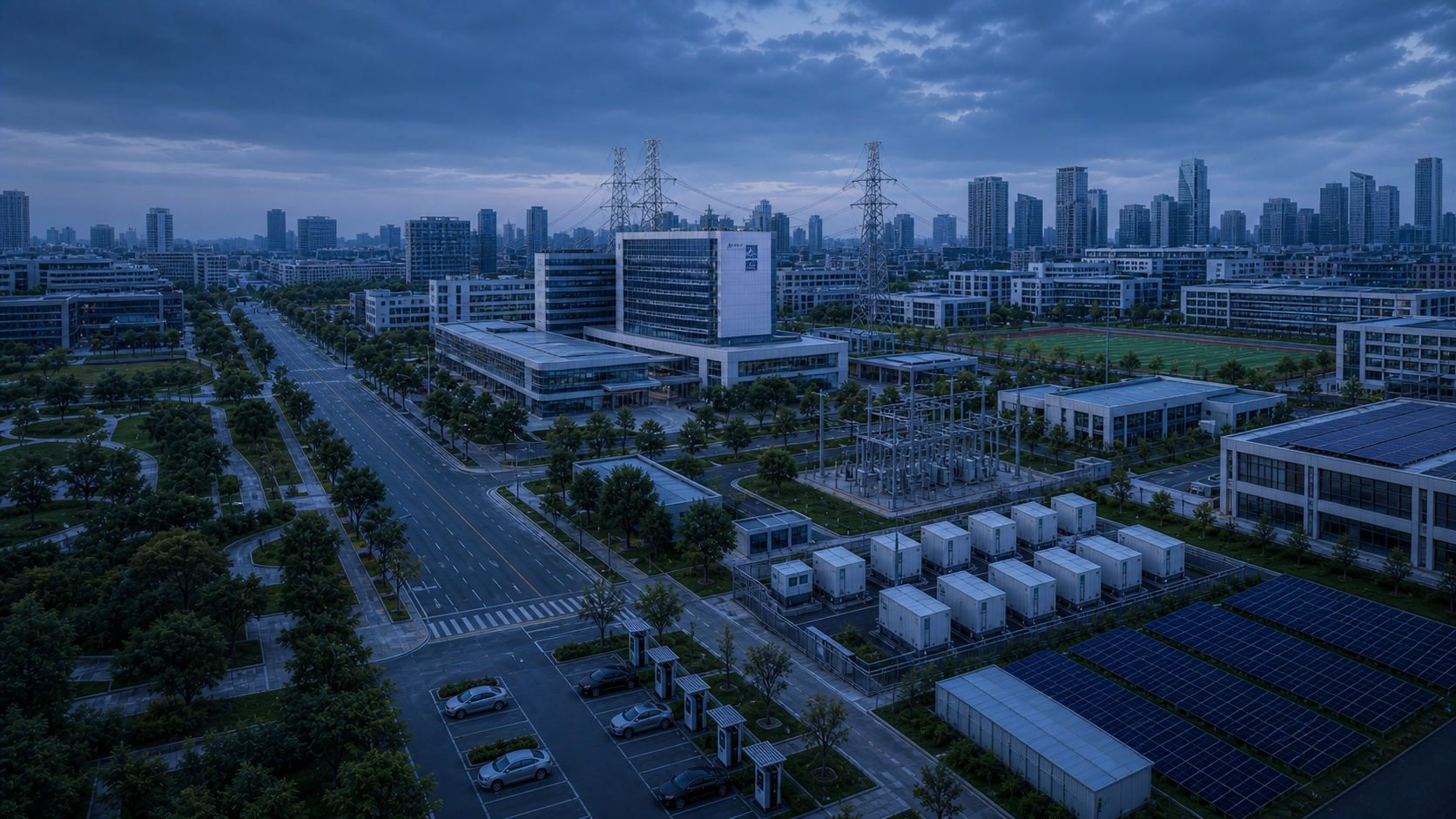 现代城市中的配电设施、储能设备与公共建筑